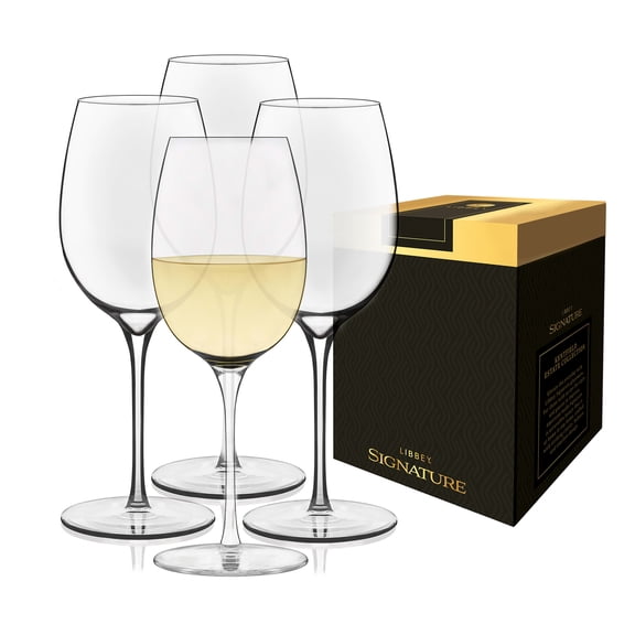 Libbey Signature Kentfield Wine Glasses, 13.25-Ounce, Set of 4, Made in USA, Dishwasher Safe, Classic Stemmed Glassware, Gift Box