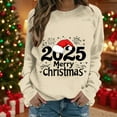 thumbnail image 2 of Merry Christmas Shirts for Women Long Sleeve Round Neck Sweatshirts Fashion Christmas Printed Blouses Casual Loose Comfortable Holiday Pullover Tops, 2 of 4