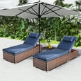thumbnail image 6 of Wiilayok Outdoor Chaise Lounge Set of 2,Rattan Wicker Chaise Lounge with Adjustable Backrest, Outdoor Reclining Chairs for Garden Pool Backyard Deck,Dark Blue, 6 of 8
