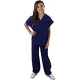 thumbnail image 2 of Natural Uniforms Kid's Unisex V-Neck Scrub Top & Elastic Scrub Pant Set, 2 of 5