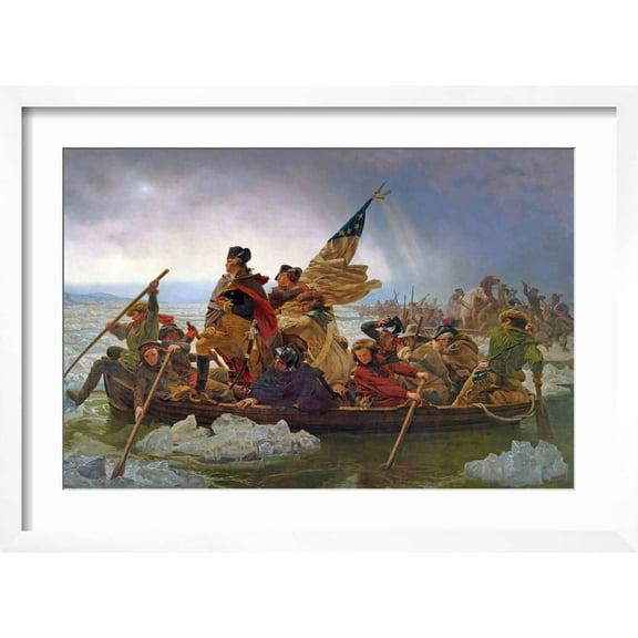 Art.com Washington Crossing the Delaware River, 25th December 1776, 1851 (Copy of an Original Painted in… Giclee Print by Emanuel Leutze, White Frame Wall Art, 23" x 17"