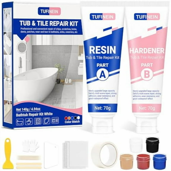 Bathtub Repair Kit (4.94oz, Color Match): Fixes chips/cracks/scratches/holes on fiberglass, enamel, ceramic, acrylic (tub/tile/sink/shower). (Tools & Hardware Other)