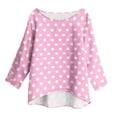 thumbnail image 4 of EchfiProm Cotton Linen Tops for Women Fall Shirts Long Sleeve Blouse Loose Polka Dot Crew Neck Womens Pink, 4 of 8