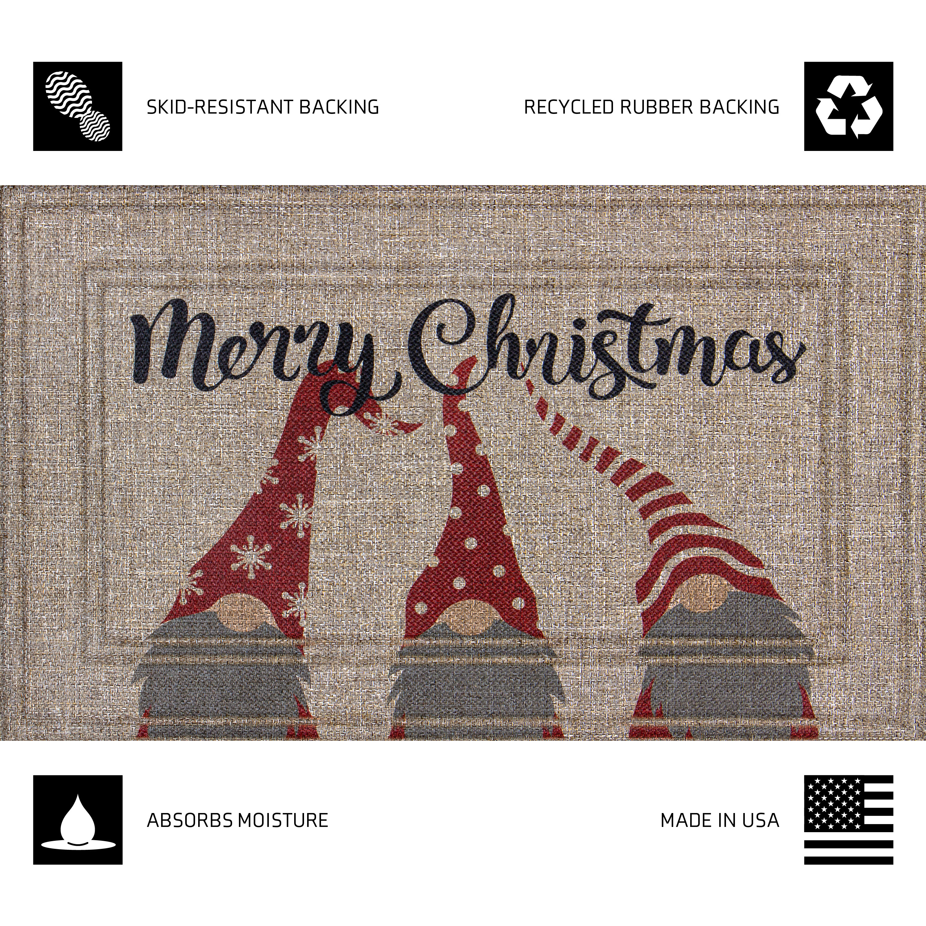 Mainstays Merry Christmas Gnomes Doormat 18x30 Inch photo 5