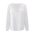 thumbnail image 7 of Idoravan Long Sleeve Shirts for Women Clearance Fashion Women Fashion Solid Long Sleeve V-Neck T-shirt Blouse Hollow Out Tops, 7 of 7