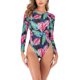 thumbnail image 1 of Gibobby Trajes de Baño Mujer Traje de baño para sarpullido, traje de baño de manga larga con estampado de solar para mujer, trajes de baño para surf, tra(Rojo,XL), 1 of 5
