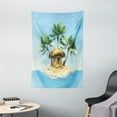 thumbnail image 1 of Tropical Decor Wall Hanging Tapestry, Tropical Wooden Bungalow and Three Palm Trees in a Small Island Cartoon Artwork, Bedroom Living Room Dorm Accessories, 40 X 60 Inches, by Ambesonne, 1 of 1