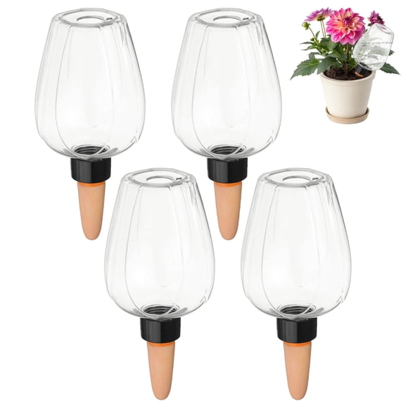 Uxcell 4-Pack Plant Self Watering Globes, 6.8 oz Rose Water Bulbs for Indoor Plants, Self Watering Spikes [White]