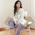 thumbnail image 5 of New Ice Silk Pajamas Women's White Tiger Long Sleeve Simulated Silk Summer Home Wear Pants Set, 5 of 10