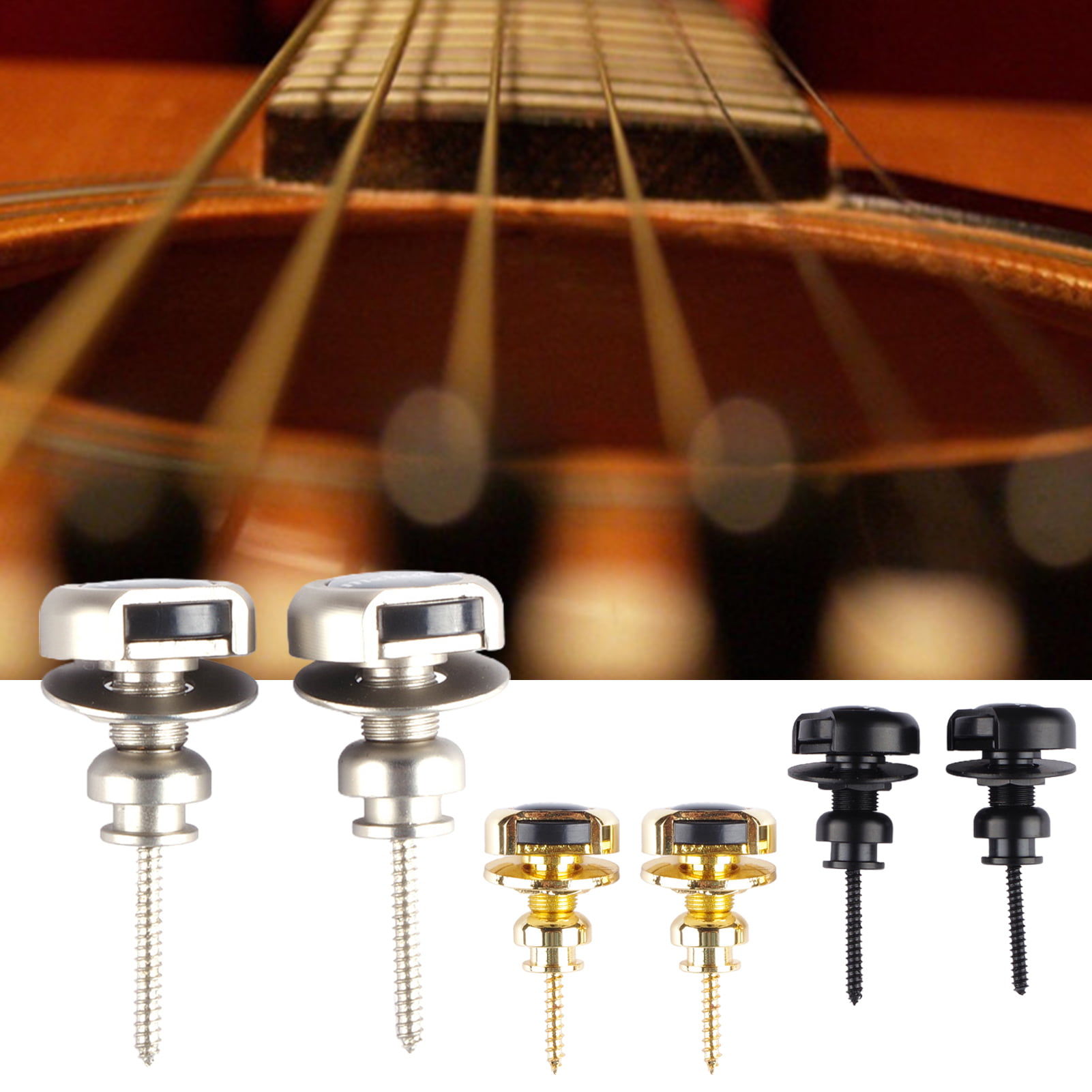 Golden Guitar Strap Lock Button for Electric Acoustic Classical Guitar Bass 