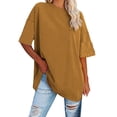 thumbnail image 2 of Kcodviy T-Shirt Ample pour Femmes, Manches Longues, Musculation, Col Rond, Manches Courtes, Blouse Décontractée, 2 of 7