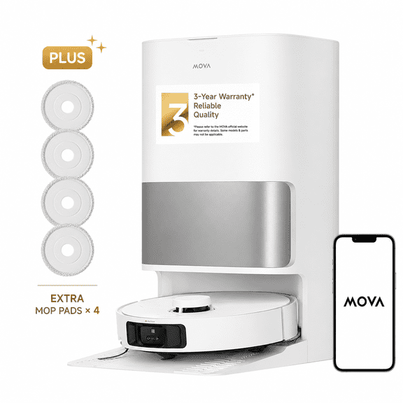 MOVA P10 Pro Ultra Robot Vacuum and mop Kit Cleaner, Self-Emptying, Self Drying&Cleaning, Dual Spinnig Mop,1L Cleaning Solution