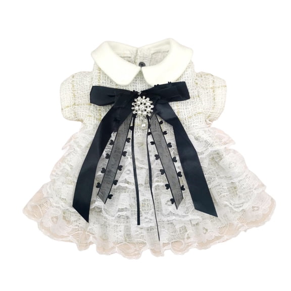 Visland Dog Dress Lace Rim Big Bow Faux Pearl Design French Style INS Sweet Luxury Puppy Princess Skirt Pet Accessories
