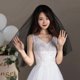 thumbnail image 2 of Black Short Hip Length Bridal Veils Simple 2-tier Bride Wedding Veil With Comb Soft T, 2 of 5