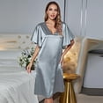 thumbnail image 3 of FLMEI Women Night Shirts Sleepwear//Night Dress for Women/Satin Nightgown//Womens Sleep Shirts//V Neck Side Split Sleepshirt Short Sleeves Sleepwear, 3 of 8