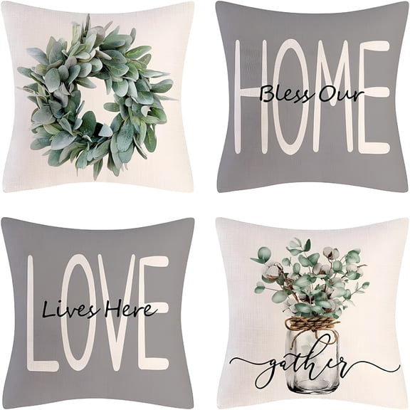 AUQ 2026 New Throw Pillow Covers 18X18 Set of 4 Farmhouse Pillow Covers Cushion Cases Decorative Pillowcases for Sofa Couch Living Room Outdoor Home Decor 18X18 Pillow Cover(Grey,18" X 18")
