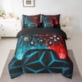 thumbnail image 3 of Erosebridal Gamer Bed in a Bag Twin size 7pcs , Geometric Comforter Sets with Sheets, Black Blue Red, Reversible, 3 of 5