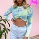 thumbnail image 3 of Blusa Mangas Largas Top corto con cuello redondo para mujer Color degradado Y2k Top de manga larga Ropa informal Ygjytge Púrpura T XL para Mujer, 3 of 6