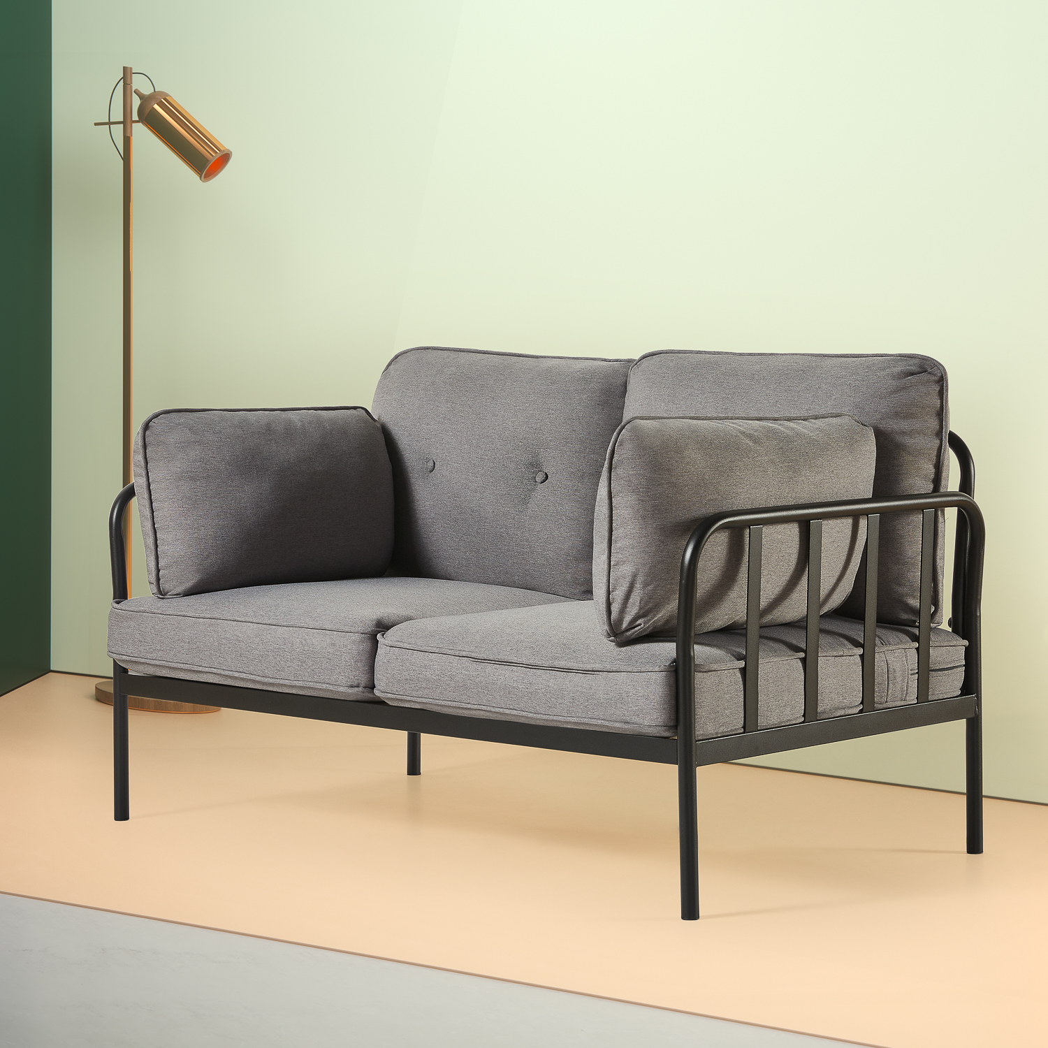 Zinus Courtney Black Metal Loveseat