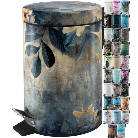 Sanilo Trash Can 1.3 Gallon with Soft Close, Many New Cosmetic and Kitchen Waste Bins Available, Bathroom Bin with Inner Bucket (Lilybud)