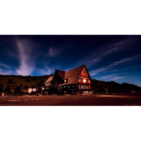 - LAMINATED POSTER Clouds Lodge Hotel Dusk Resort Stars Sky Sunset Poster Print 24 x 36