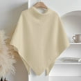 thumbnail image 3 of Boyscolos Women's Triangle Striped Scarf Shawl Solid Color Wrap Tie Up Knotted Design Fall Winter Cozy Knitted Cross Cape Beige One Size, 3 of 3