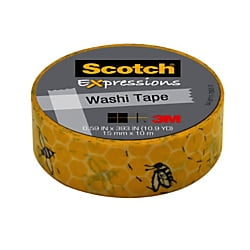 Scotch(R) Expressions Washi Tape, 1 1/4in. Core, 5/8in. x 393in., Honeycomb