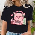 thumbnail image 4 of Camiseta de Juego de cerdo rosa para mujer, sudadera Y2k, ropa de té Boba para niña, camisetas de marca 2000s Y2k, 4 of 5