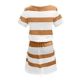 thumbnail image 3 of MELDVDIB Women's Summer Casual T-Shirt Mini Dresses Short Sleeve V-Neckline Striped Dress with Pockets, Gift, 3 of 6