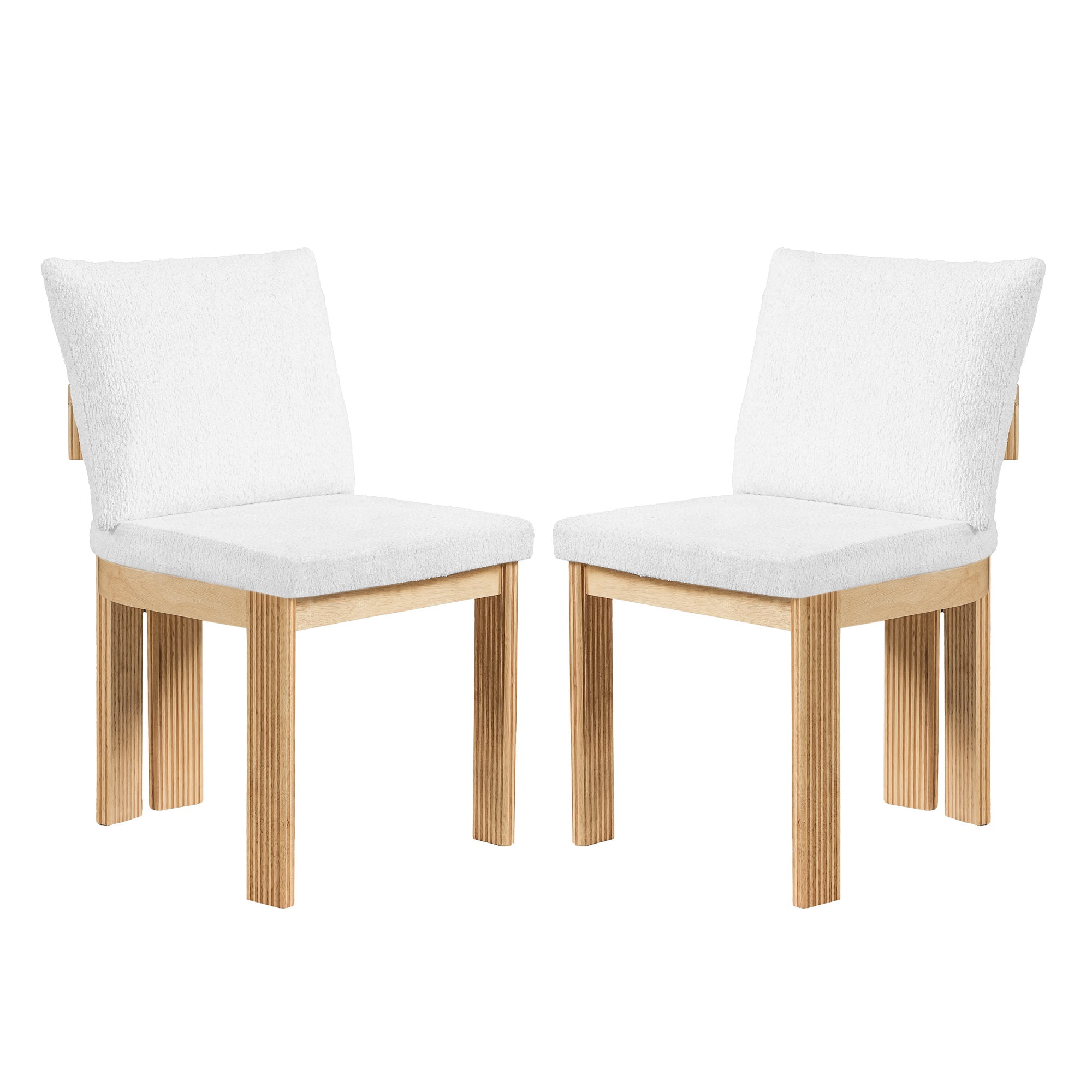 MOONMISS Boucle Dining Chair Set of 2,Rubber Wood Frame Beige Upholstered Kitchen Seating 250lbs Capacity