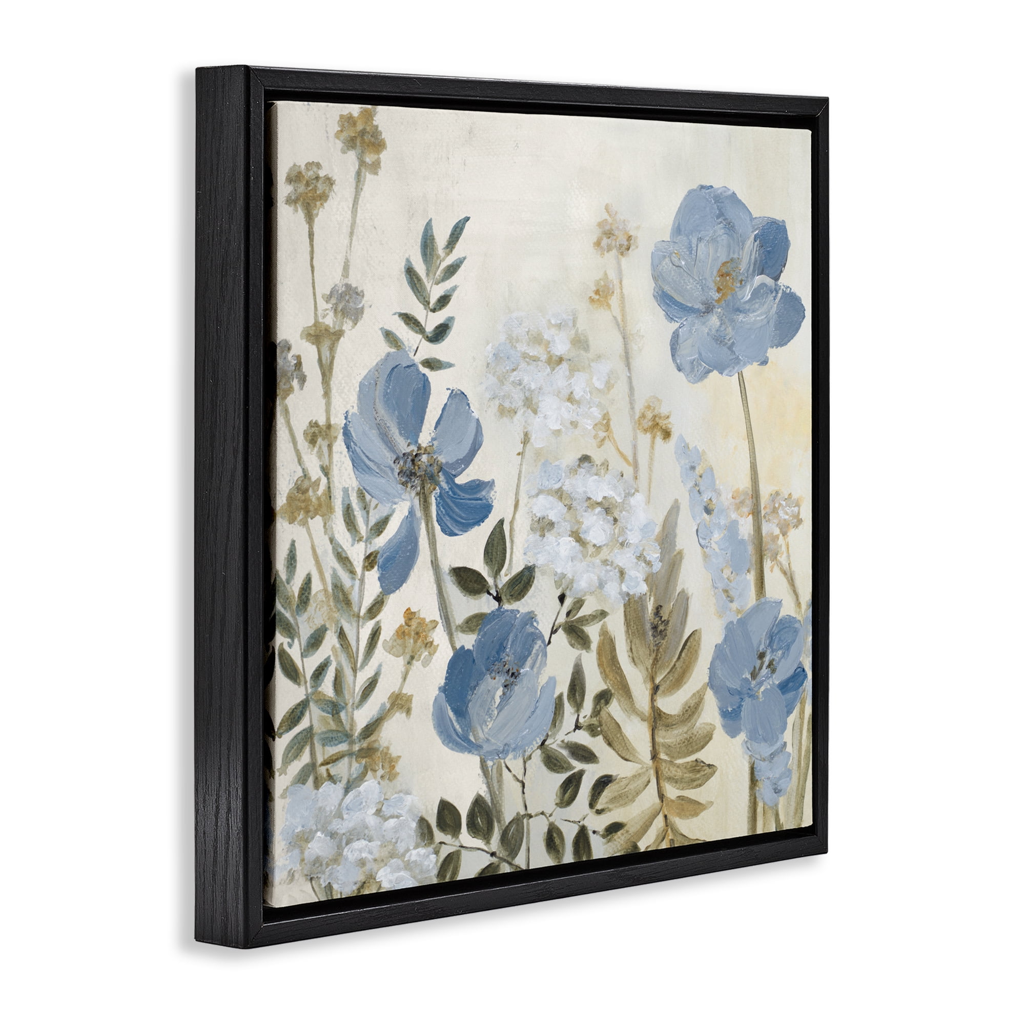 Stupell Industries Peaceful Blue Iris Garden Black Framed Floater Canvas Wall Art, design by Lanie Loreth