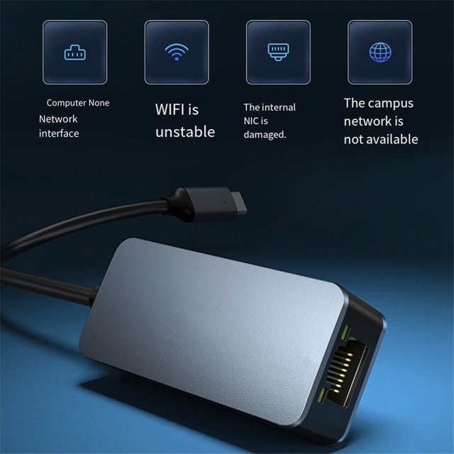 Adaptateur Convertisseur Filaire USB 3.0 2500Mbps Ethernet vers RJ45 2.5G pour Réseau Lan pour PC Portable - Type C