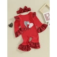 thumbnail image 3 of Suealasg Baby Girls Valentine’s Day Jumpsuit 3M 6M 9M 12M 18M Toddler Girls Spring One Piece Bodysuits Infant Girls Long Sleeve Round Neck Heart Print Romper Headband, 3 of 9