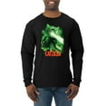 thumbnail image 1 of Catzilla Parody Taking Over City | Mens Cat Lover Long Sleeve T-Shirt, Black, Small, 1 of 3