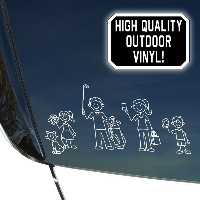Auto Drive Family Sticker Decals - White Printed on Clear Outdoor Rated  Vinyl - Includes 46 Decals 