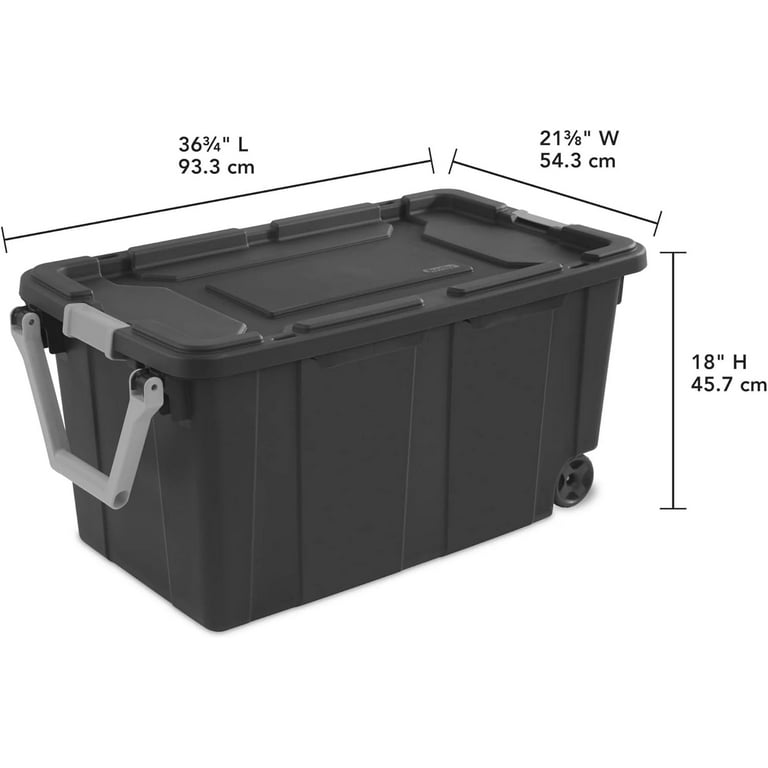 Plastic Totes With Wheels Buy Load Hog 56lt Attached Lid Container 600