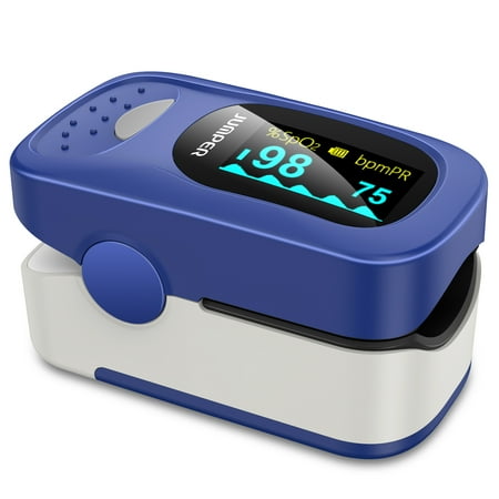 Health Care Battery JUMPER 500A Fingertip Pulse Oximeter Oximetry Blood Oxygen Saturation Monitor Heart Rate Monitor Pulse Oximeter for Sports Home Health Care with Carrying Case, Batteries and Lanyard ()
