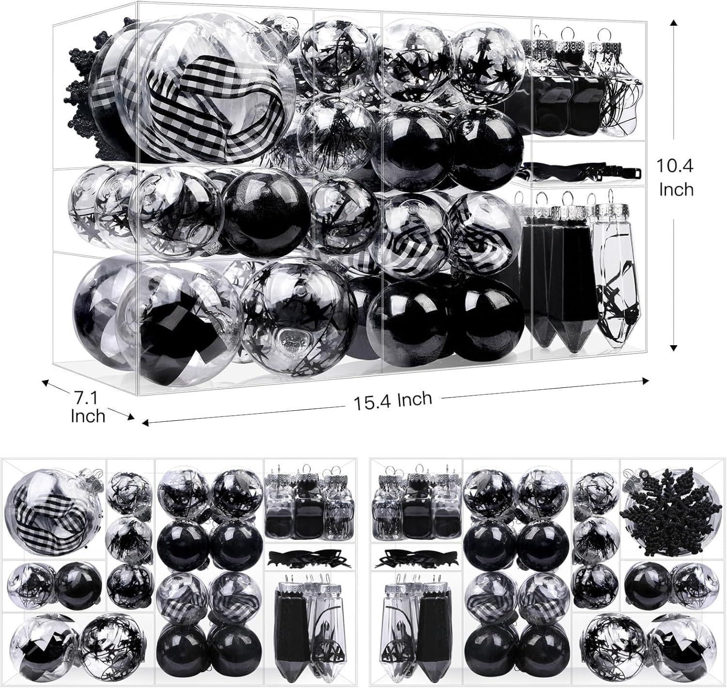 86PCS Christmas Tree Ornaments Clear Set, Shatterproof and Clear Plastic Baubles for Xmas Tree Decor, Holiday Wedding Party Decoration, Champagne