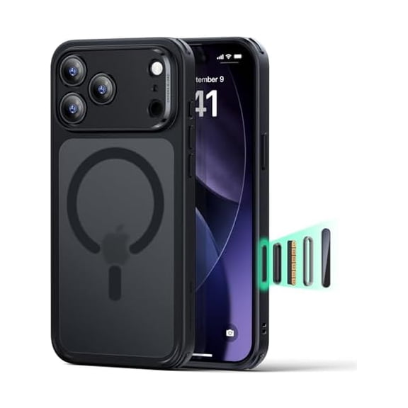 ZHU997 for iPhone 17 Pro Max Case, Camera Control, Compatible with MagSafe, Shockof Military-Grade tection, Magnetic Phone Case for iPhone 17 Pro Max, Classic Hybrid Case, Frosted Black