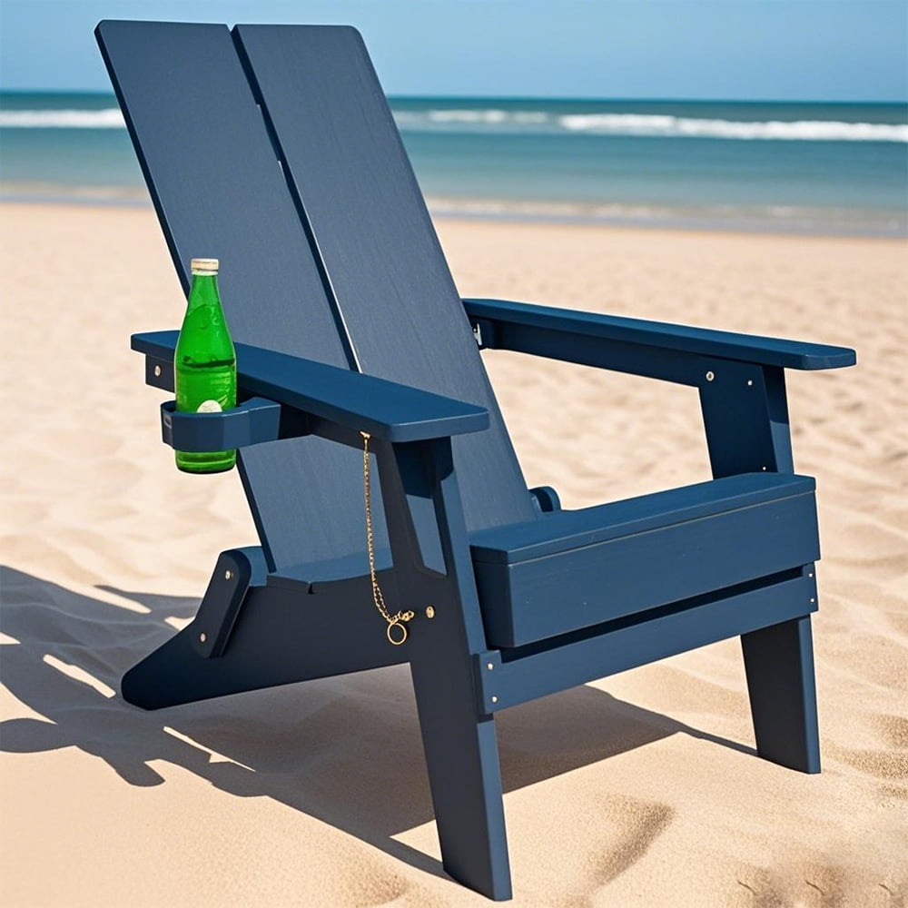 Adirondack Chairs Set of 2 Outdoor Folding Plastic Chaises with Cup Holder for Garden Patio Porch Fire Pit