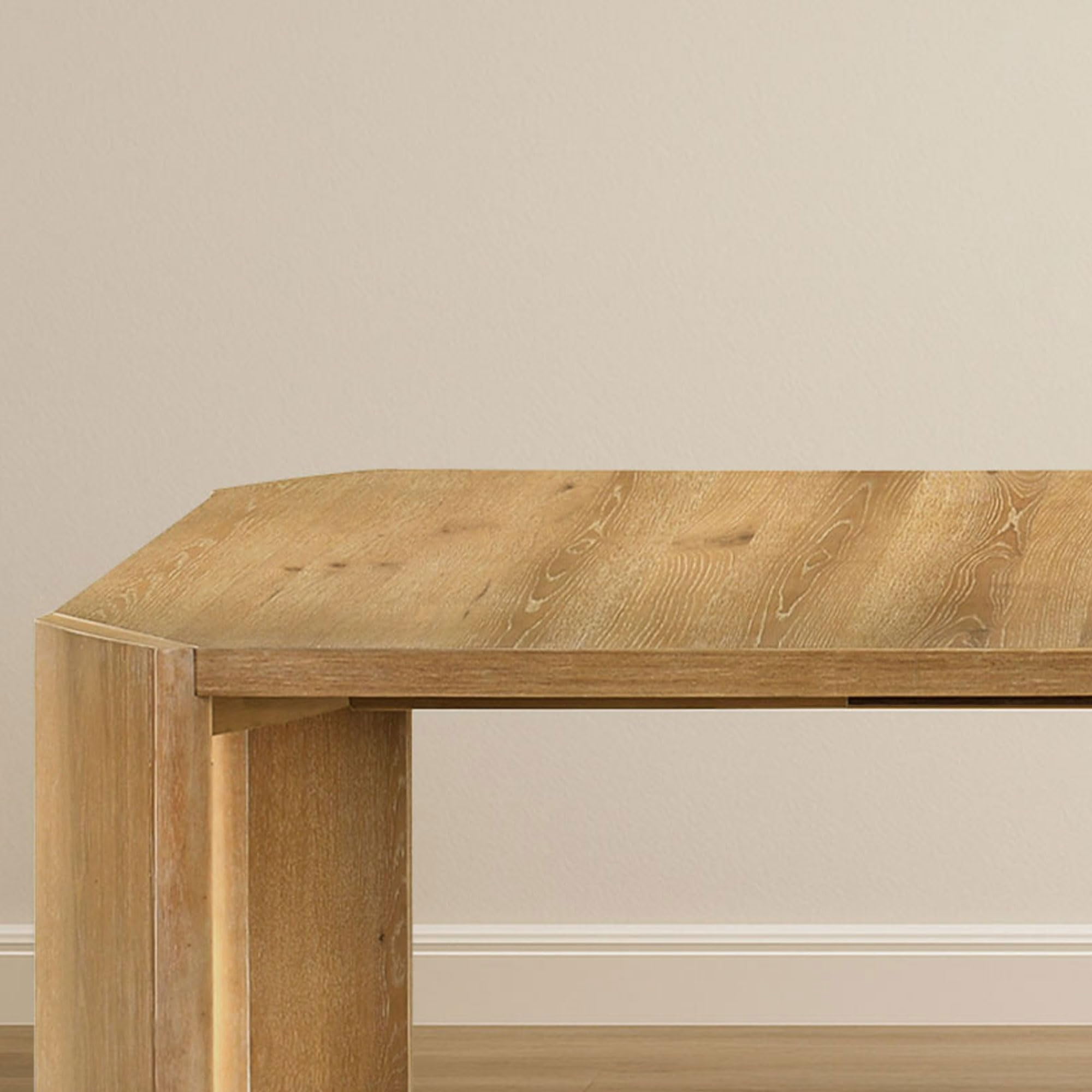 Kings Brand Furniture Casper Extendable Dining Table – Modern Wood Table with Leaf, Seats 6–10, Farmhouse Kitchen Table, Kepler Driftwood Finish
