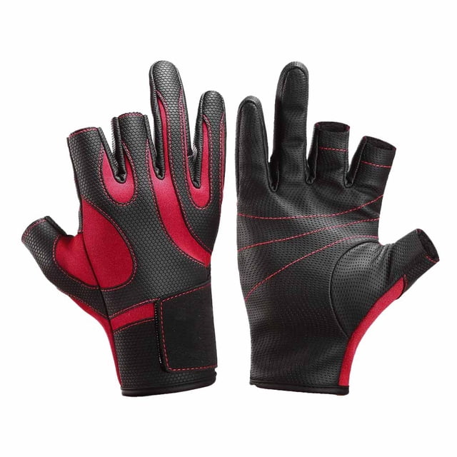 Soidarity 1 par de guantes de pesca térmicos antideslizantes invierno motocicleta Camping conducción nieve esquí patinaje cálido mitones transpirables Pescar Rojo METRO Soidarity OD029778-01