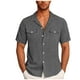 thumbnail image 2 of pstuiky camisetas de hombre, Camisa casual de manga corta para hombre, estilo bolos vintage, estilo playero cubano, con botones, para verano ropa de hombre m, 2 of 6