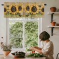 thumbnail image 5 of Yellow Sunflower Bee Window Valance Curtain Retro Linen Rod Pocket Short Curtain for Living Room, Bedroom & Kitchen Window Decor 42x18in, 5 of 8