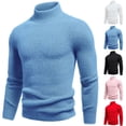 thumbnail image 5 of Miluxas Crewneck Sweaters for Men Slim Fit Long Sleeve Pullover Sweater Ribbed Knitted Lightweight Tops Blue, 5 of 6