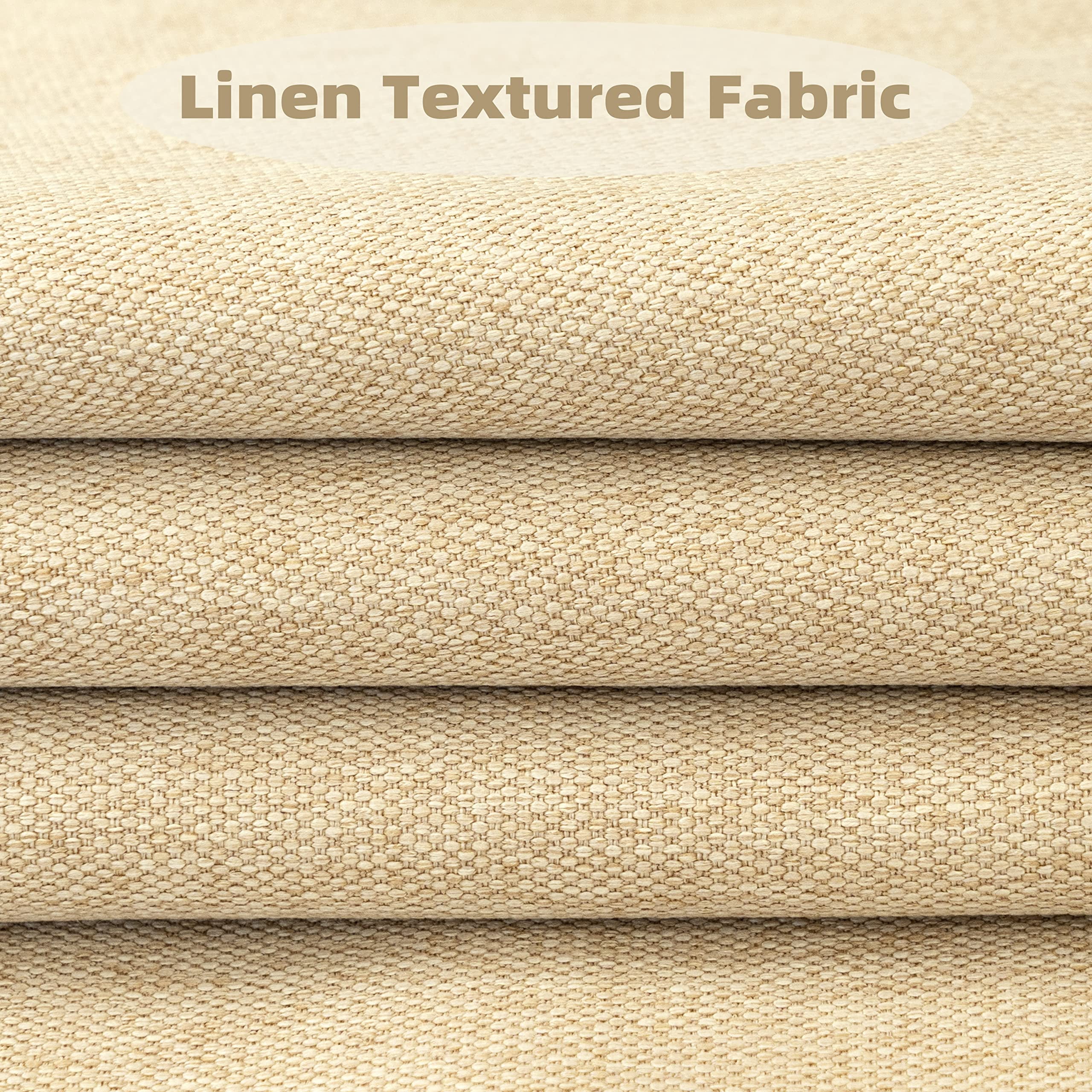 DriftAway Faux Linen Textured Solid Color Blackout Tie Up Curtain for Kitchen Decorative Adjustable Balloon Rod Pocket Window Curtains for Small Window 63"L x 42"W Beige