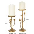 thumbnail image 3 of DecMode 2 Candle Gold Metal Abstract Mushroom Inspired Candle Holder, Set of 2, 3 of 11