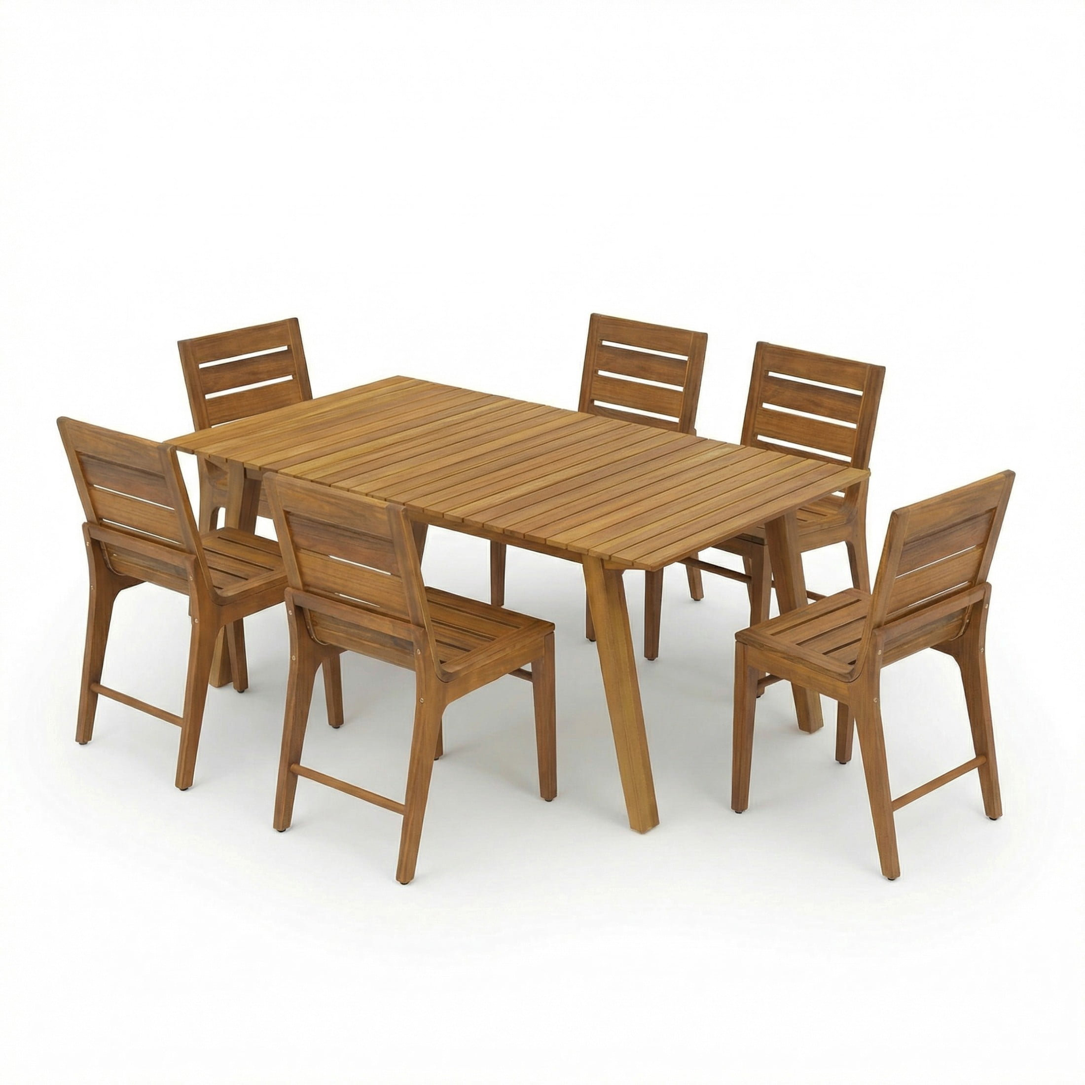 Christopher Knight Home 7-Piece Rustic Outdoor Dining Set, 68.5" Table and Slatted Chairs, Teak Finish