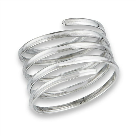 Open Spring Swirl Spiral Wide Flexible Ring .925 Sterling Silver Band Jewelry Female Male Size 7