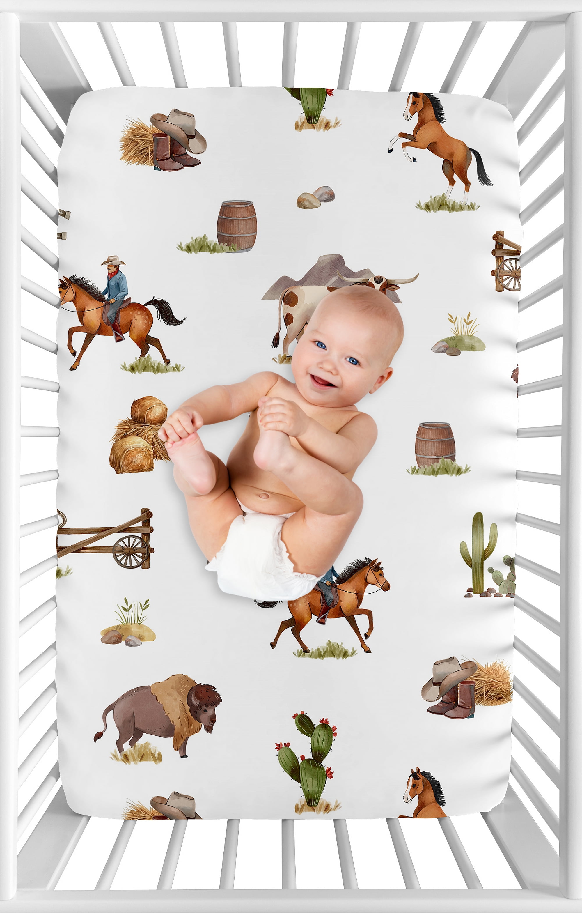 Sweet Jojo Designs Country Western Taupe Brown and Cream Mini Fitted Crib Sheet